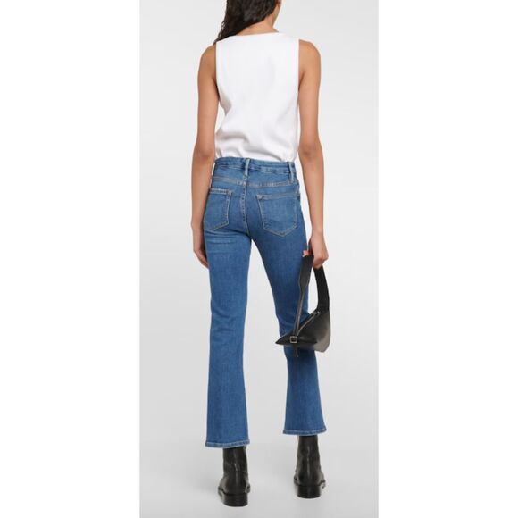 New SALESMAN SAMPLE Frame Le Crop Mini Boot Denim Jeans Blue size 26 E50 - Picture 2 of 12